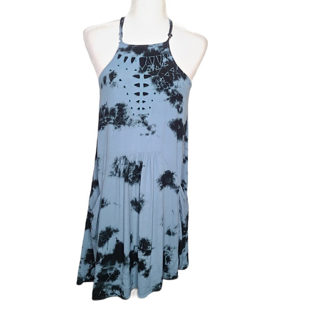 Aina Be Blue Black Tie Dye High Neck Dress